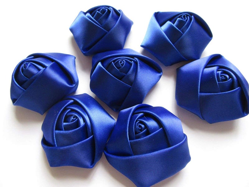 YYCRAFT Pack of 20pcs Satin 4d Rose 2"" Craft Wedding Bride-Royal - Image 3